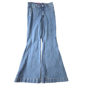 Trouser FLARE Jeans Women's 10 Stretch Festival Retro Y2K Cotton Blend Hippie